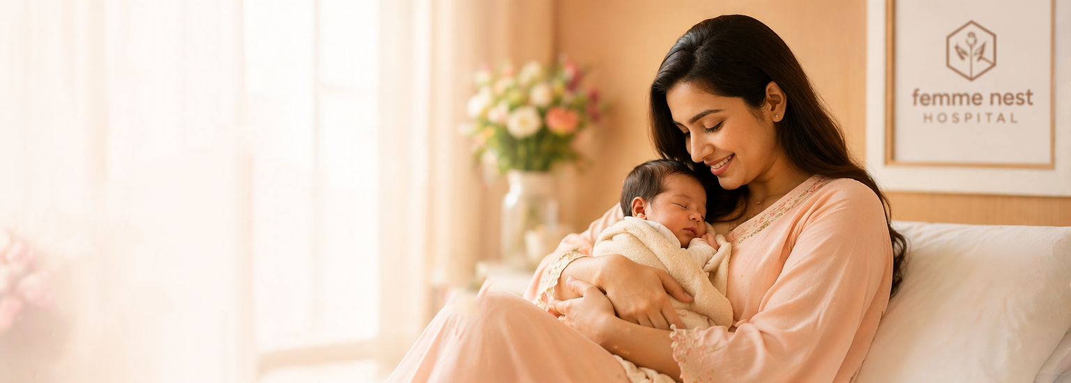 Happy pregnant Indian mother – maternity care at Femme Nest