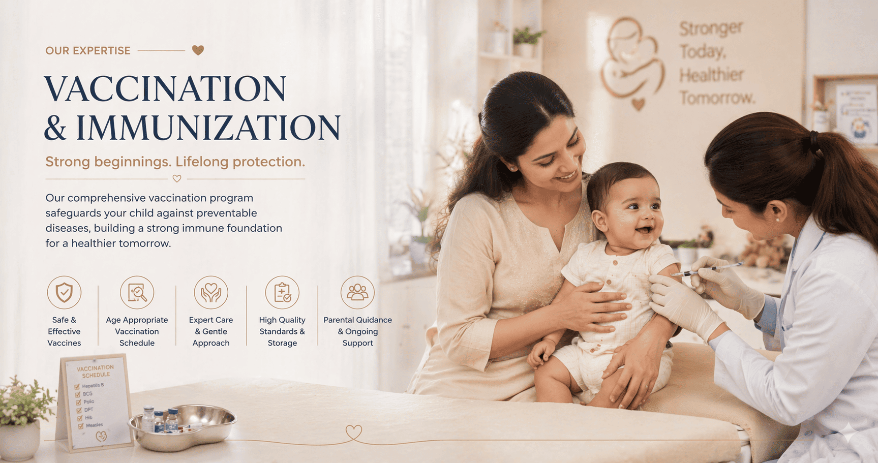 Baby vaccination care at Femme Nest Hospital